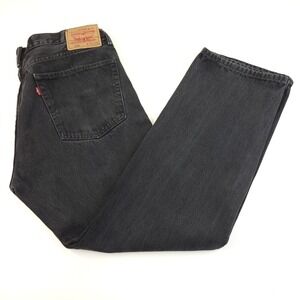 Levis 505 Jeans Mens 36 x 30 Straight Leg Black 100% Cotton Denim